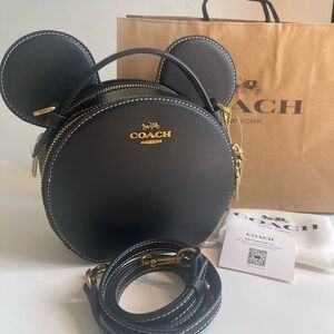 NWT Disney x Coach Mickey Mouse Small Ear bag black CAD490